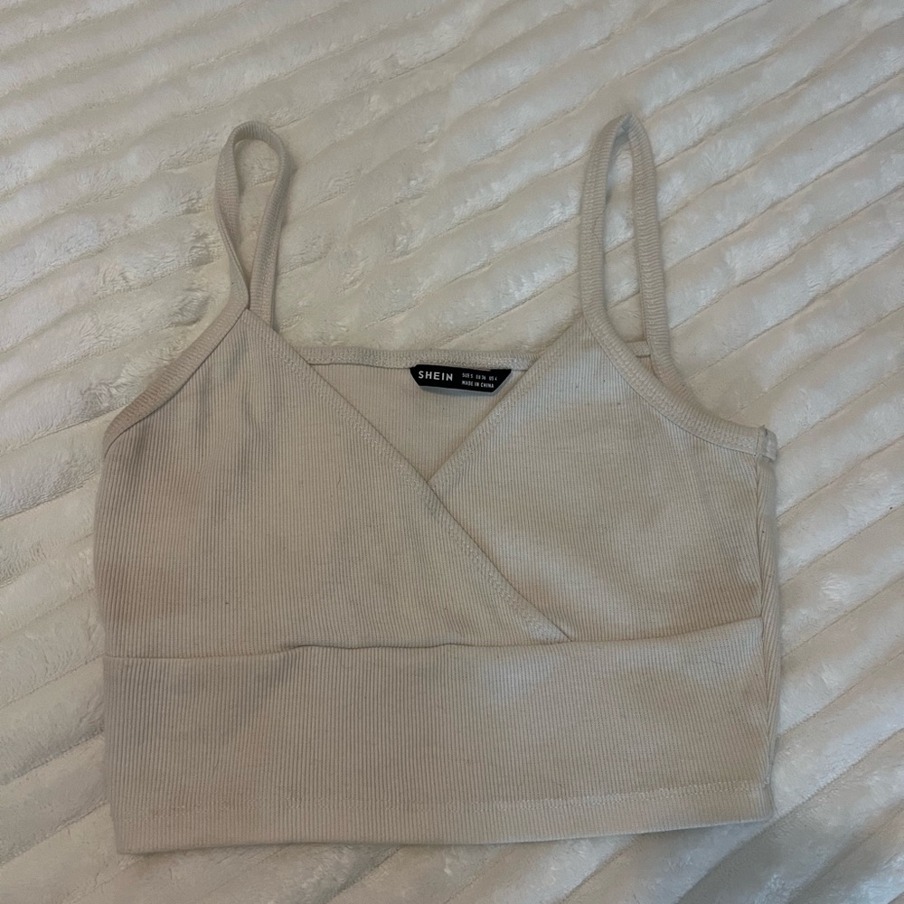 v neck cross over crop tank